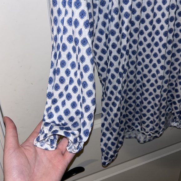 Michael Kors Women's Padova Print Knit Scoop Top White Blue Paisley Size 1X - Picture 4 of 5